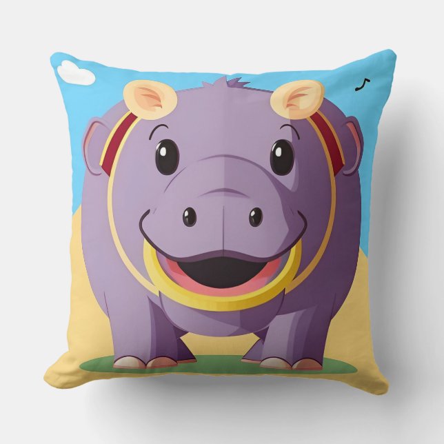 Coussin Joyeux caractère hippo (Recto)