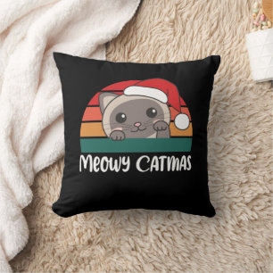 Coussin Joyeux Catmas Drôle Chat Jeu de Noël Jeu d'oreille