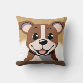 Coussin Joyeux Chien Chien Chien Brown Souriant Brièvement