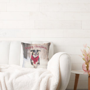 Coussin Joyeux Chien En Neige