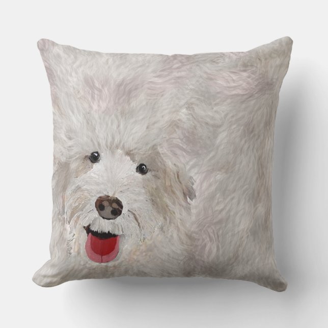 Coussin Joyeux chien, Labradoodle souriant (Recto)