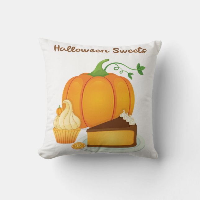 Coussin Joyeux Citrouille d'Halloween sucré Jeter l'oreill (Recto)