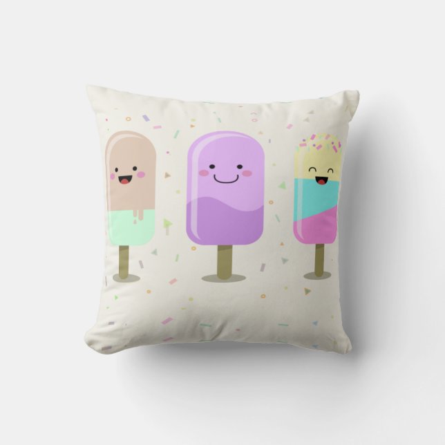 Coussin Joyeux crème glacée Smiling Bars & Popsicles (Recto)