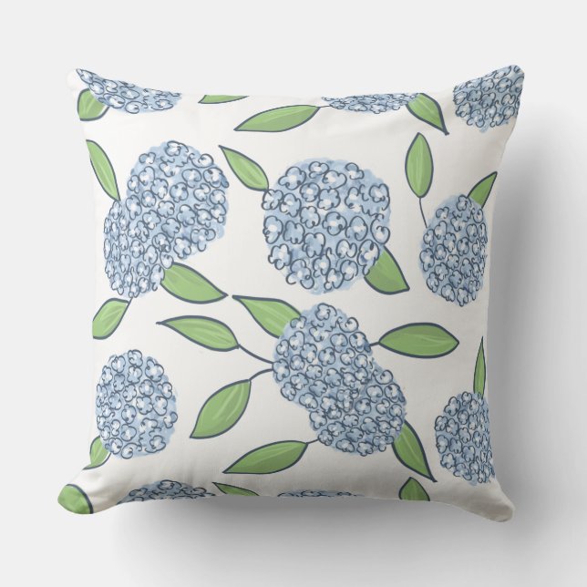 Coussin Joyeux décor côtier d'Hydrangeas Preppy (Recto)