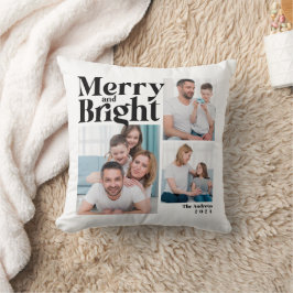Coussin Joyeux et brillant 3 Photo de famille Collage Noël