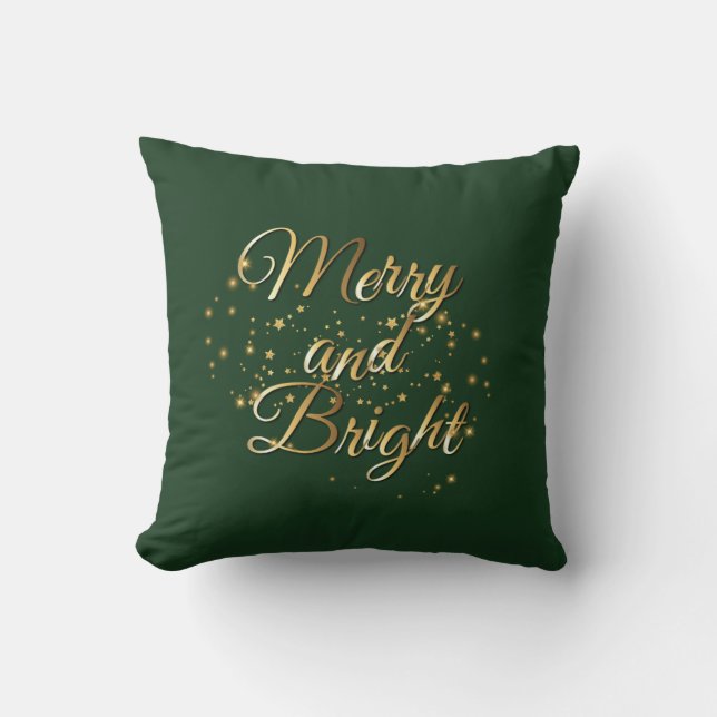 Coussin Joyeux et brillant Luxe, Vert foncé & Or Design (Recto)