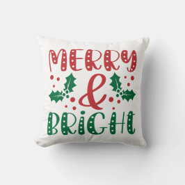 Coussin Joyeux et brillant rouge et vert Noël Holly