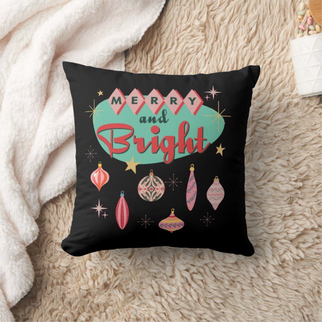 Coussin Joyeux et lumineux Noël moderne du milieu du siècl (Couverture)