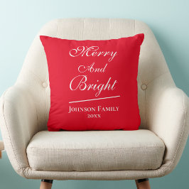 Coussin Joyeux Et Lumineux Script Chic Noël Rouge