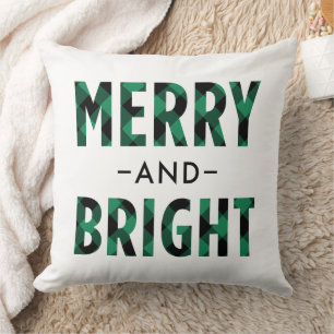 Coussin Joyeux et Lumineux Vert Plaid de Buffalo Noël