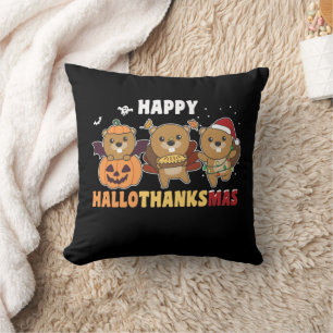 Coussin Joyeux Hallothanksmas Beaver Beaver Christmas Beav