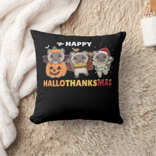 Coussin Joyeux Hallothanksmas Cat Christmas Elephant