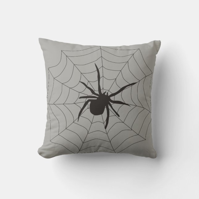 Coussin Joyeux Halloween Black & White Spider Web (Recto)