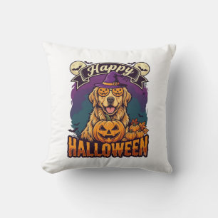 Coussin Joyeux Halloween Chapeau de Sorcière Citrouille Re