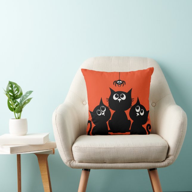 Coussin Joyeux Halloween Cute Kittens avec Spider (Chaise)