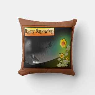 Coussin Joyeux Halloween & Fleurs -