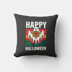 Coussin Joyeux Halloween Toile Araignée Fantôme Rétro