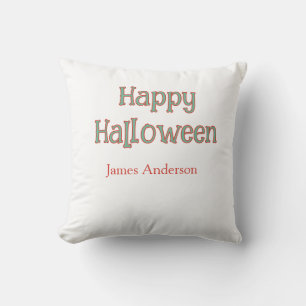 Coussin Joyeux halloween vert orange pastel tendance moder