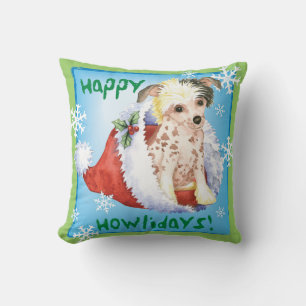 Coussin Joyeux Happy Howliday Chinese Crested