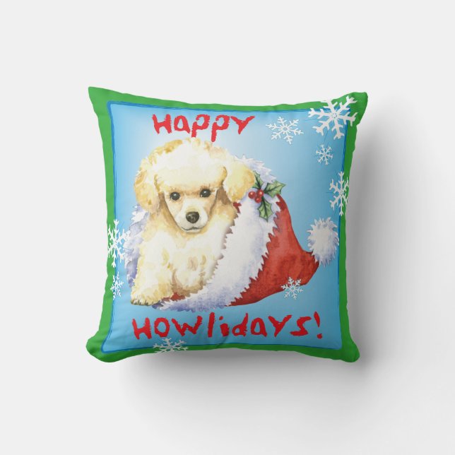Coussin Joyeux Howlidays Toy Poodle (Recto)