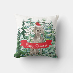 Coussin Joyeux Howlidays Weimaraner Chien Noël