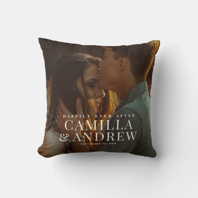 Coussin Joyeux Jour après Couples Mariages Photo (Recto)