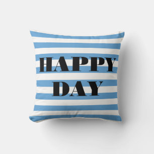 Coussin Joyeux Jour Bleu Et Blanc Gratté
