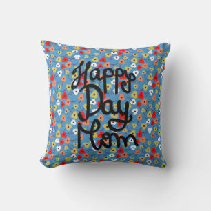 Coussin Joyeux Jour Maman Fleurs florales colorées Fête de
