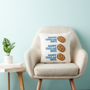 Coussin Joyeux Jours de Challah Blue Chanukah Pain Hanoukk