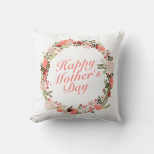 Coussin Joyeux Joyeux Fête des Mères Fleur Wreath   COUSSI