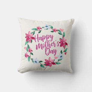Coussin Joyeux Joyeux Fête des Mères Fleur Wreath COUSSI