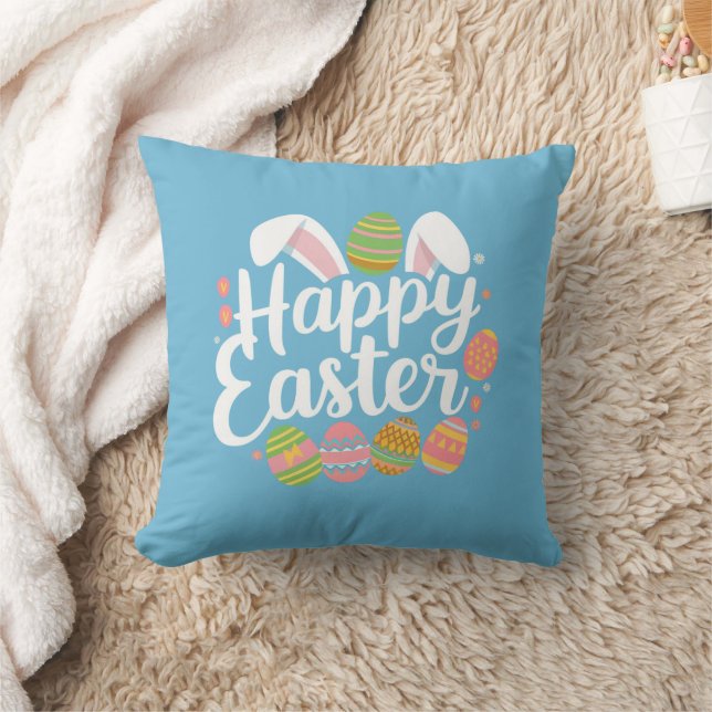 Coussin Joyeux Joyeux Jour de lapin lapin de Pâques (Couverture)