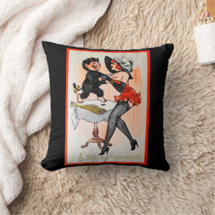 Coussin Joyeux Krampus avec Temptress Vintage Noël