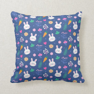 Coussin Joyeux lapin d'amour blanc de Pâques