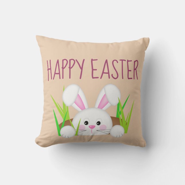 Coussin Joyeux Lapin de Pâques (Recto)