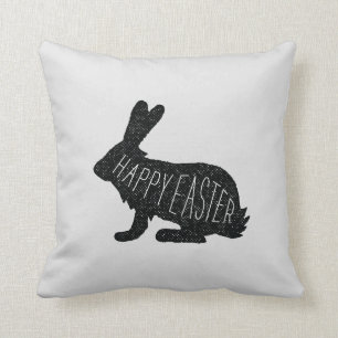 Coussin Joyeux lapin de Pâques Monochrome Jeu d'oreiller