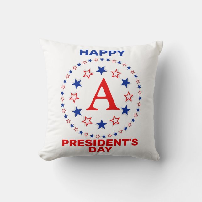Coussin Joyeux monogramme personnalisé du jour du Présiden (Recto)