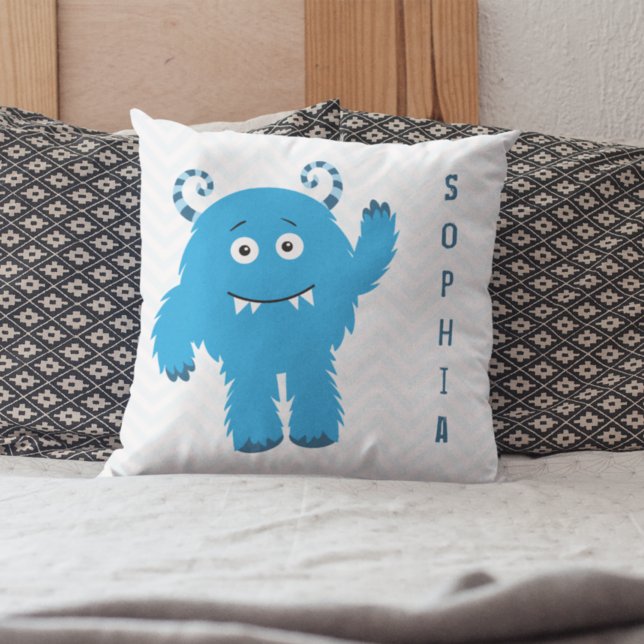 Coussin Joyeux Monstre avec prénom, Petit Enfant (Créateur téléchargé)