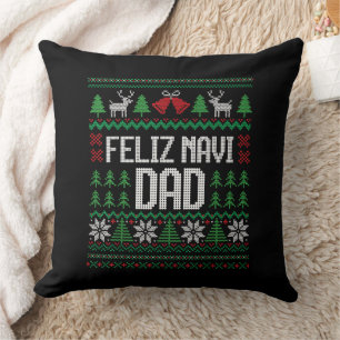 Coussin Joyeux Navi Papa Drôle Sweater Moche de Noël