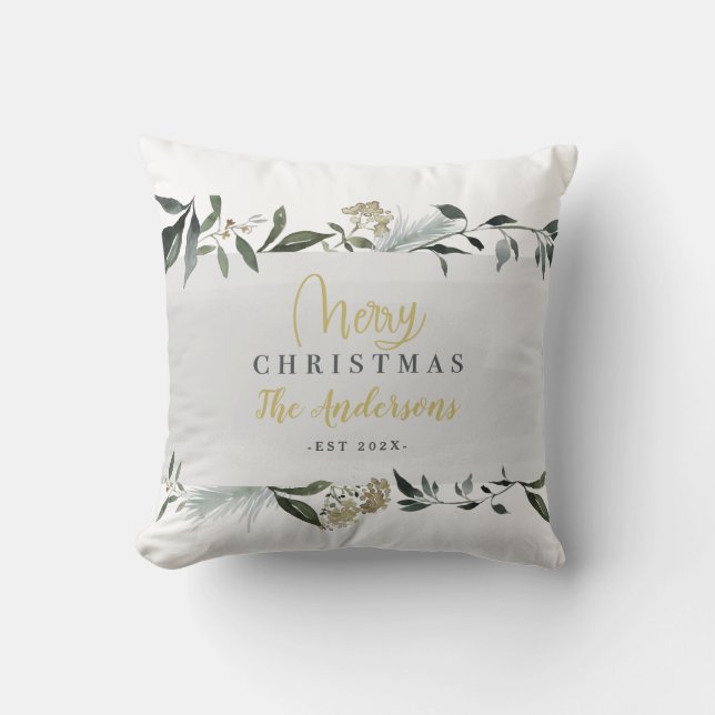 Coussin Joyeux Noël aquarelle photo de famille (Recto)