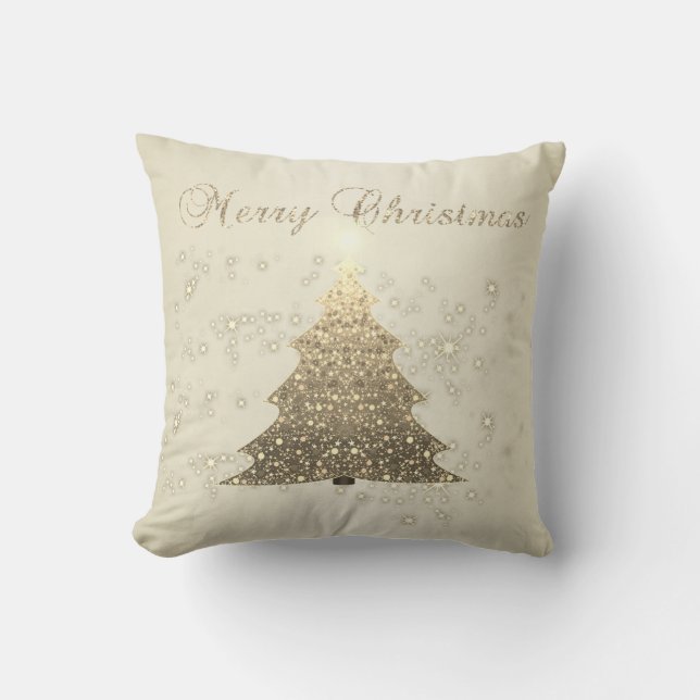 Coussin Joyeux Noël, Arbre de Noël, Étincelles (Recto)