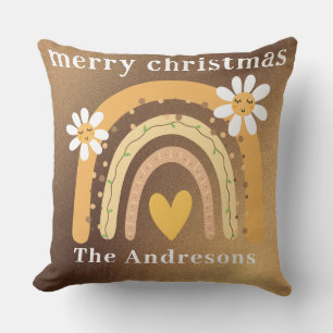 Coussin Joyeux Noël arc-en-ciel Personnalisé