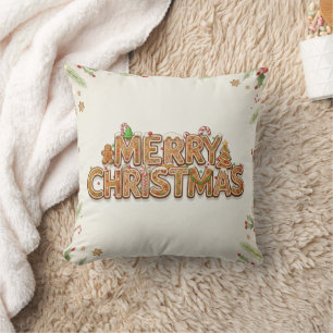 Coussin Joyeux Noël au Pain d'Épice – Fêtes de F