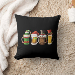Coussin Joyeux Noël Bières Buveur Père Noël Amateur de Biè