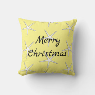 Coussin Joyeux Noël Blanc Starfish Motif Cadeau Jaune