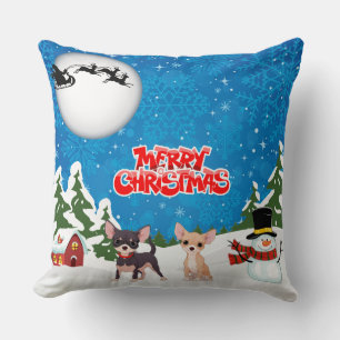 Coussin Joyeux Noël Chihuahuas