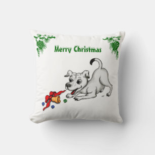 Coussin Joyeux Noël ! Chiot avec Bell et Ball