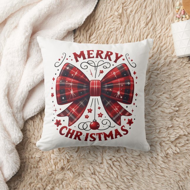 Coussin joyeux noël Coquette rouge plaid (Créateur téléchargé)
