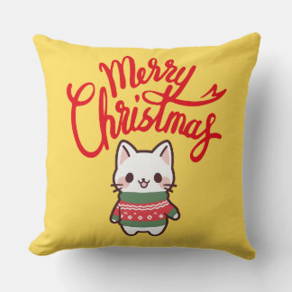 Coussin Joyeux Noël Cute Kawaii Kitten