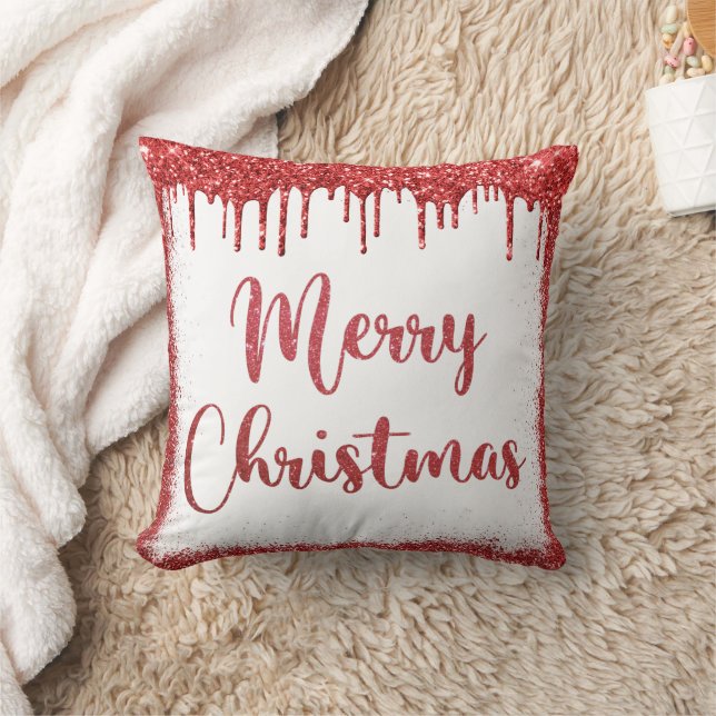 Coussin Joyeux Noël de la parties scintillant rouge (Couverture)